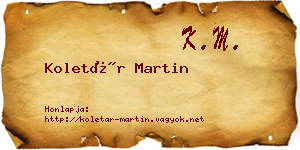 Koletár Martin névjegykártya