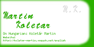 martin koletar business card