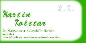 martin koletar business card